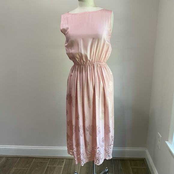 Vintage Umi Collections By Anne Crimmins Pink Slip 100% Dress - Picture 1 of 11